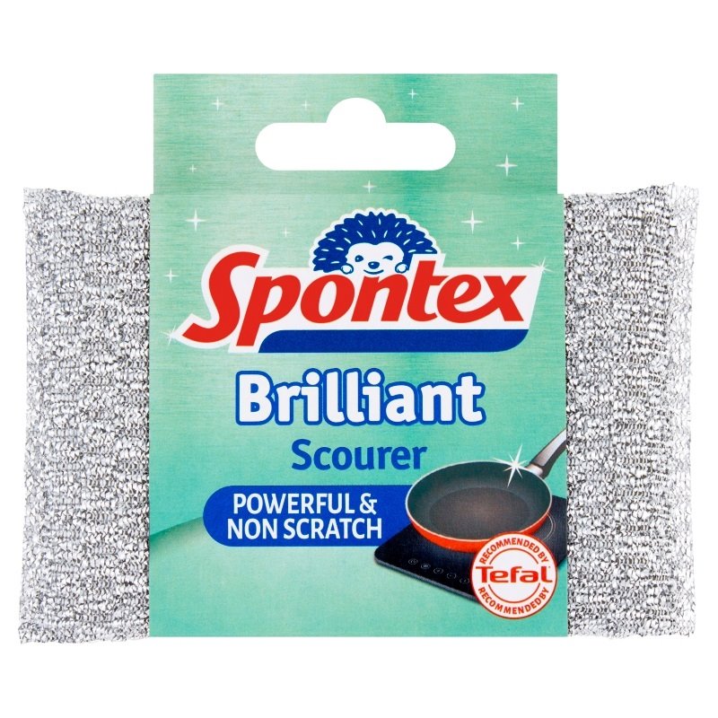 SPONTEX BRILLIANT SCOWER는 강력하고 긁히지 않으며 헹구기 쉽습니다.